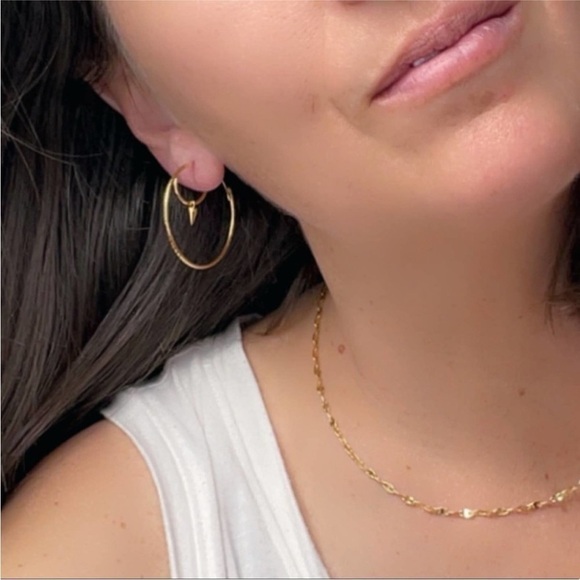 14k Gold Vermeil Earrings Diamond Cut 30mm Hoops - Picture 4 of 6